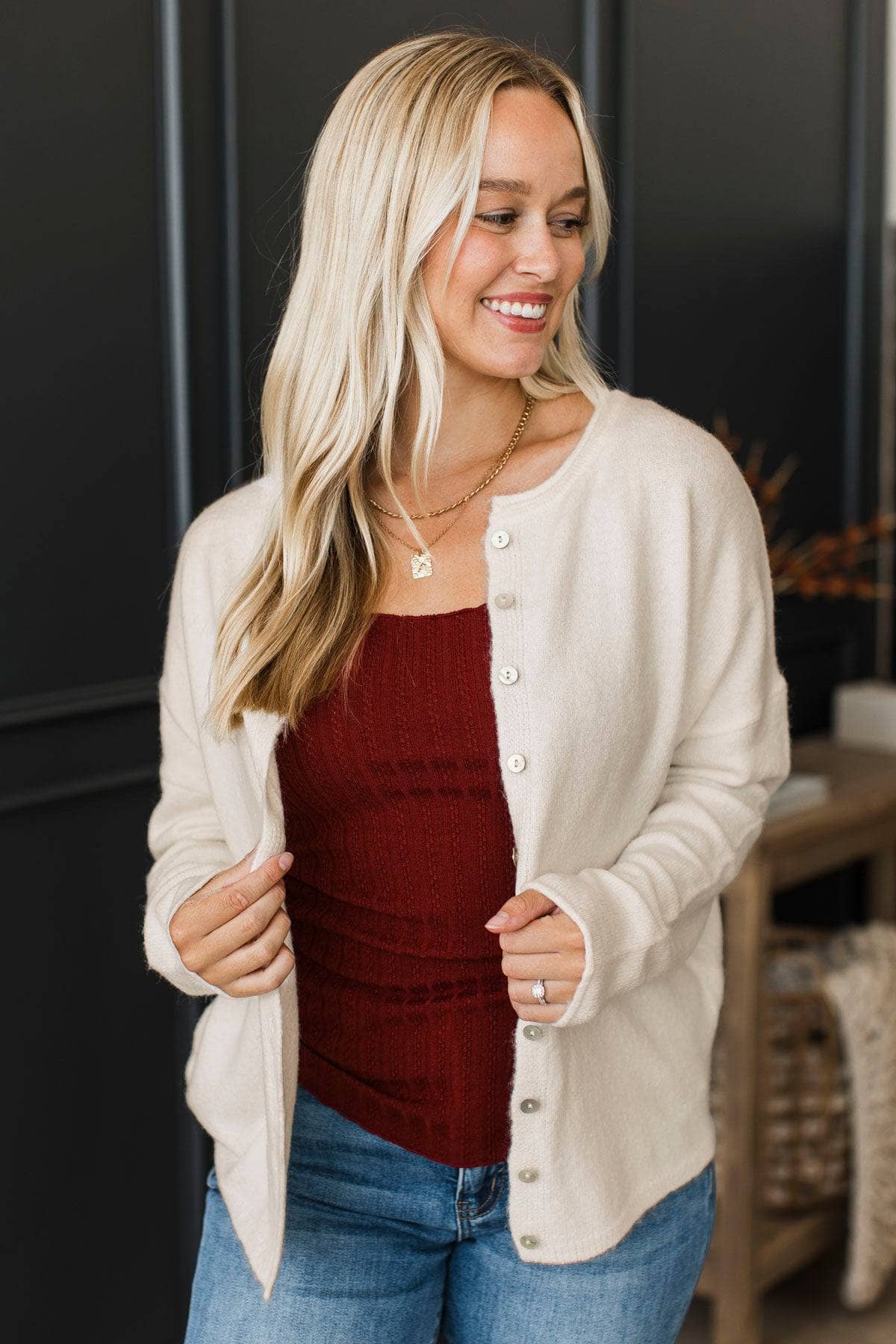 Embracing Warmth Long Sleeve Button Cardigan- Ivory - Image 4