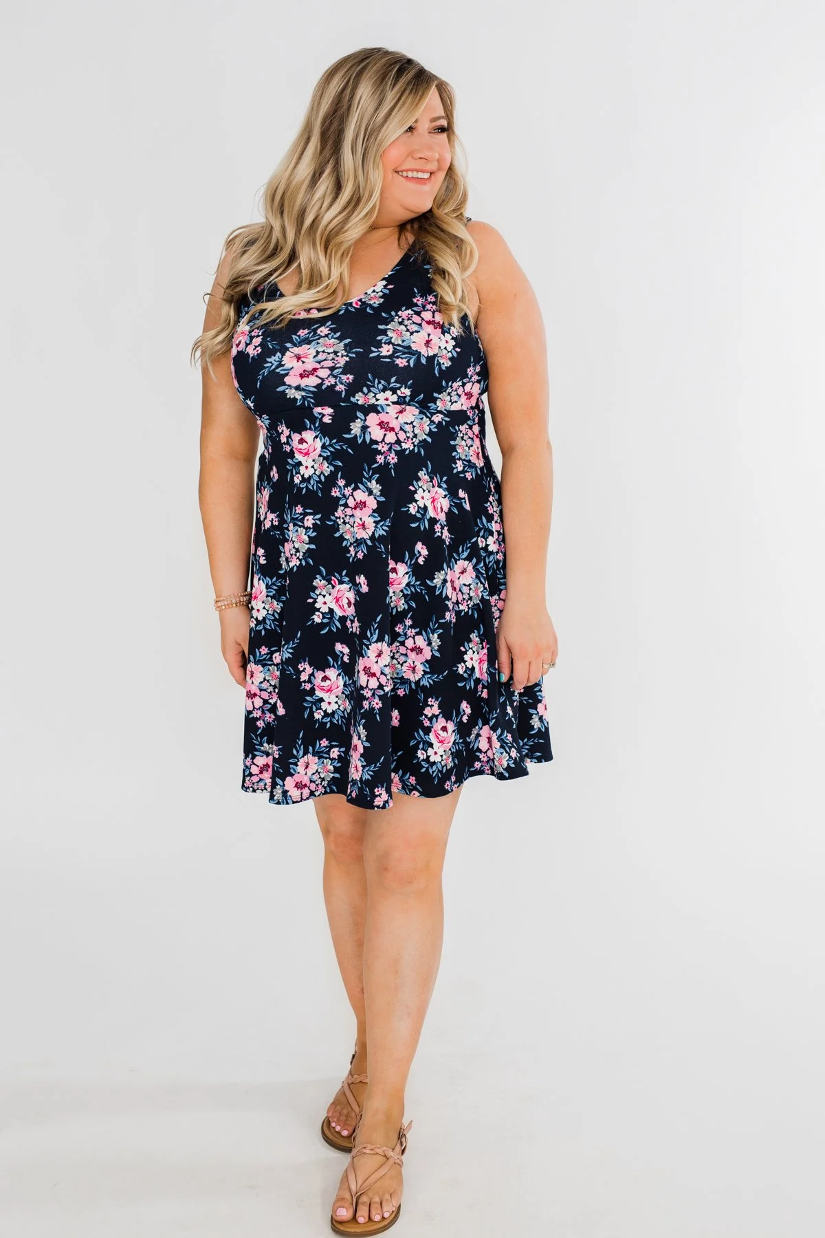 Enchanted Evening Floral Dress- Navy - Image 4