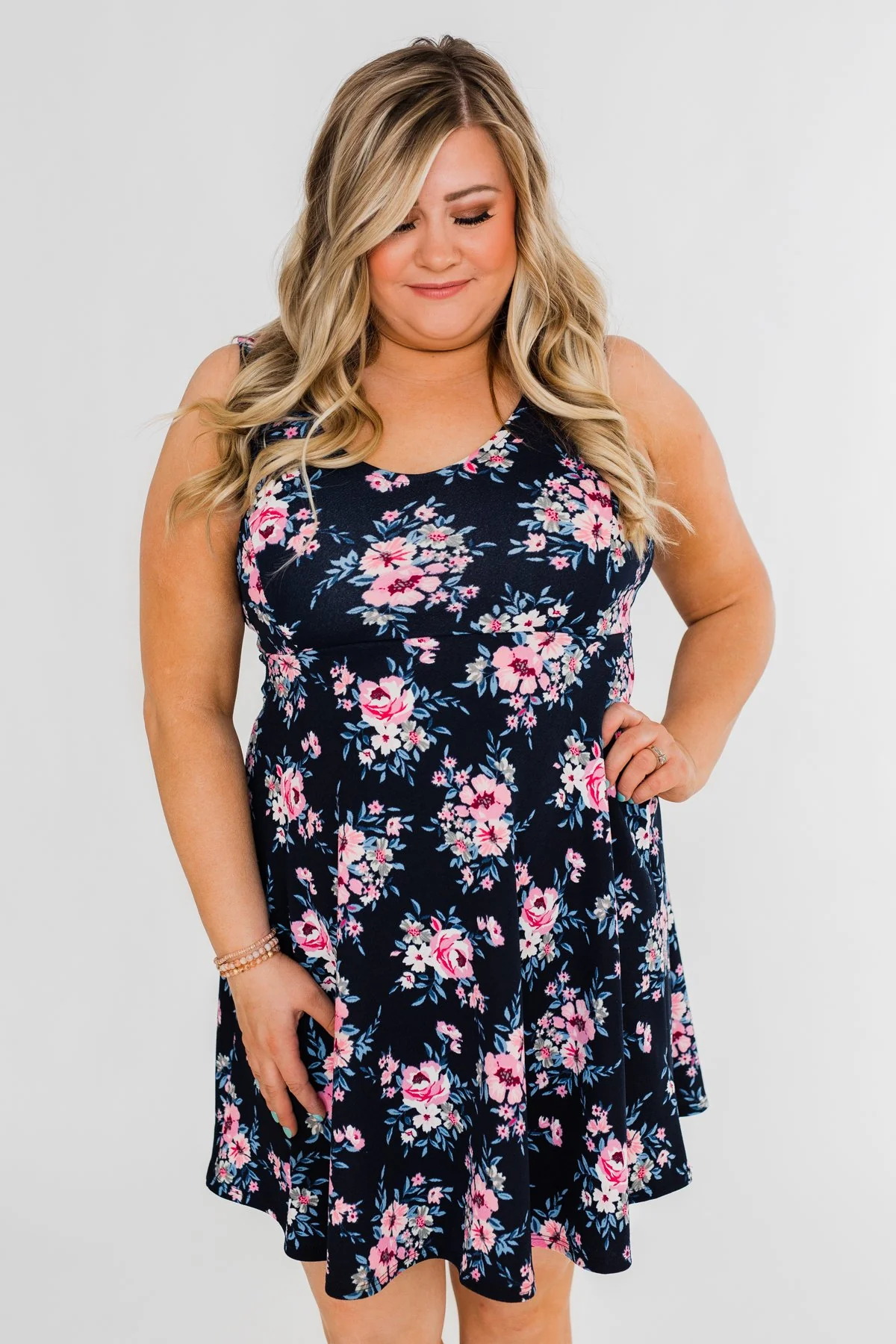 Enchanted Evening Floral Dress- Navy - Image 8