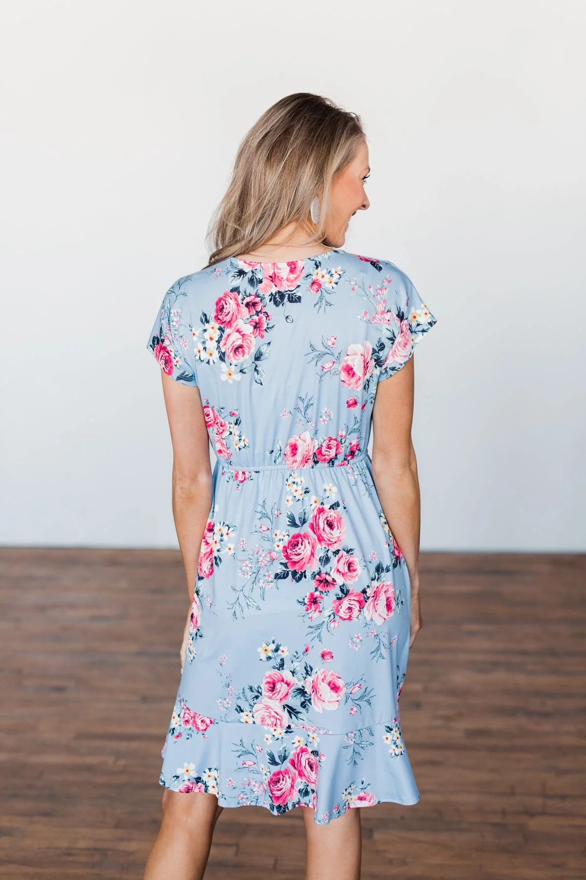Enchanted Gardens Floral & Ruffle Dress- Baby Blue - Image 11