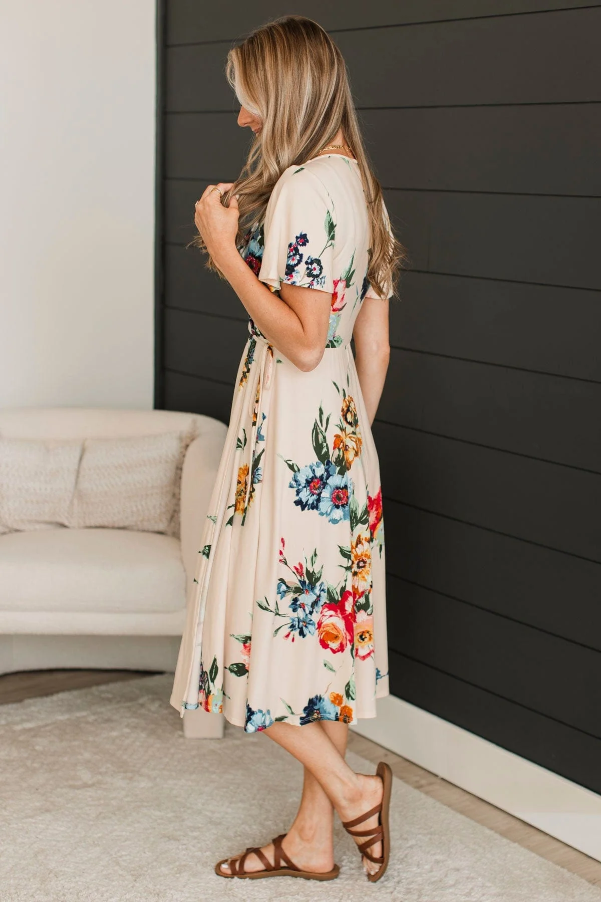 Enchanting Beauty Floral Midi Dress- Cream - Image 6