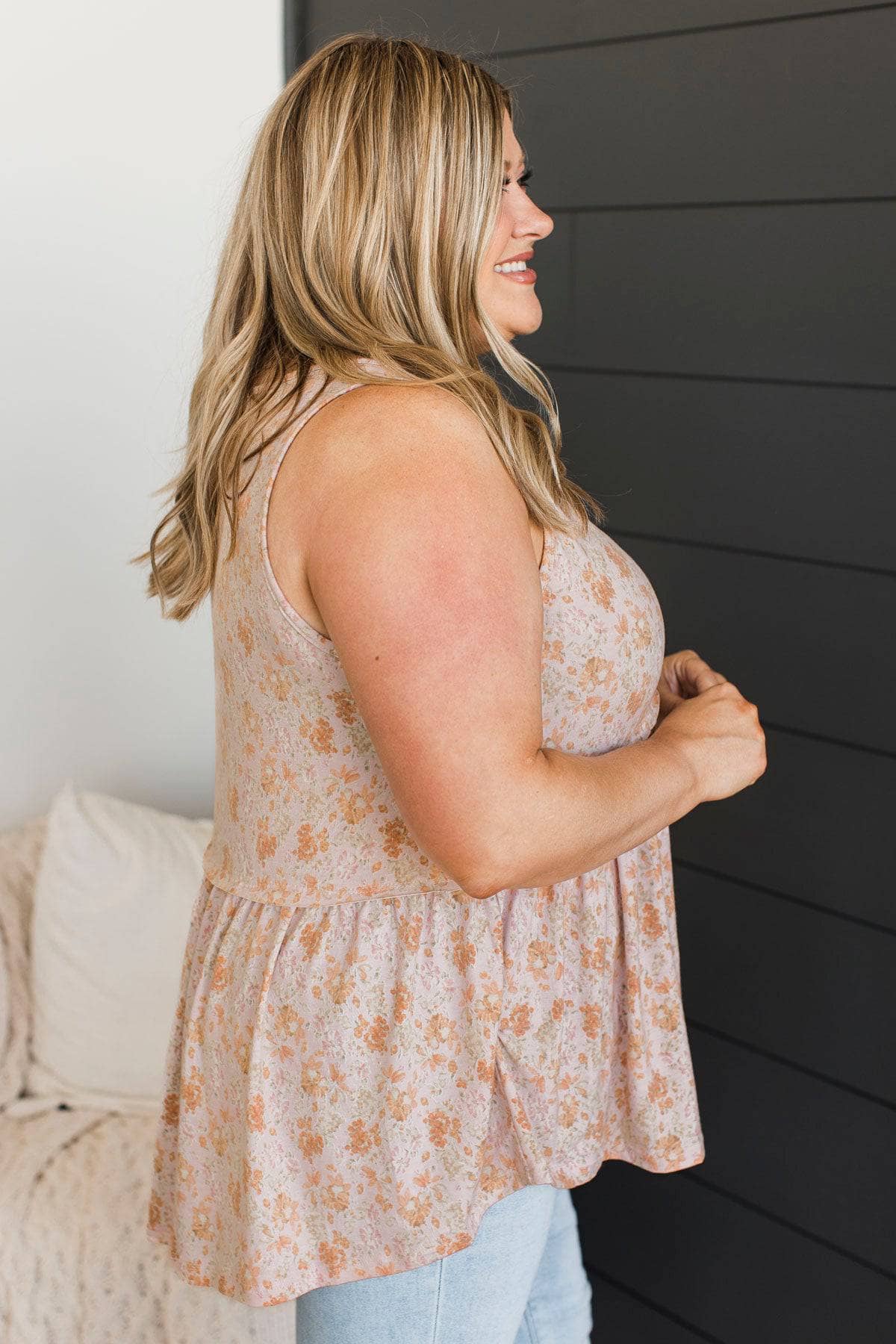 Enchanting Endeavors Floral Babydoll Tank Top- Dusty Pink - Image 5