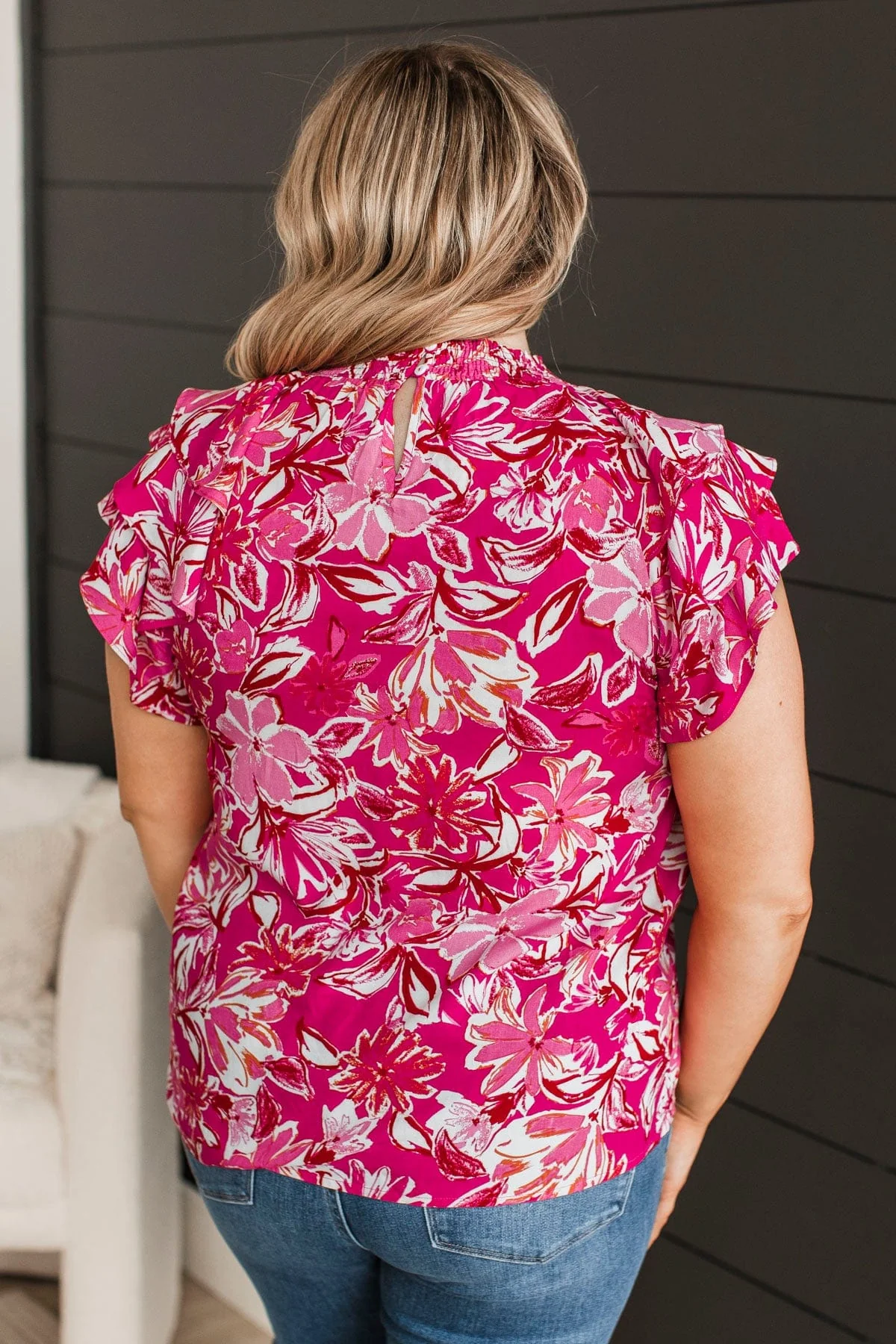 Enchanting Evenings Floral Blouse- Fuchsia - Image 7