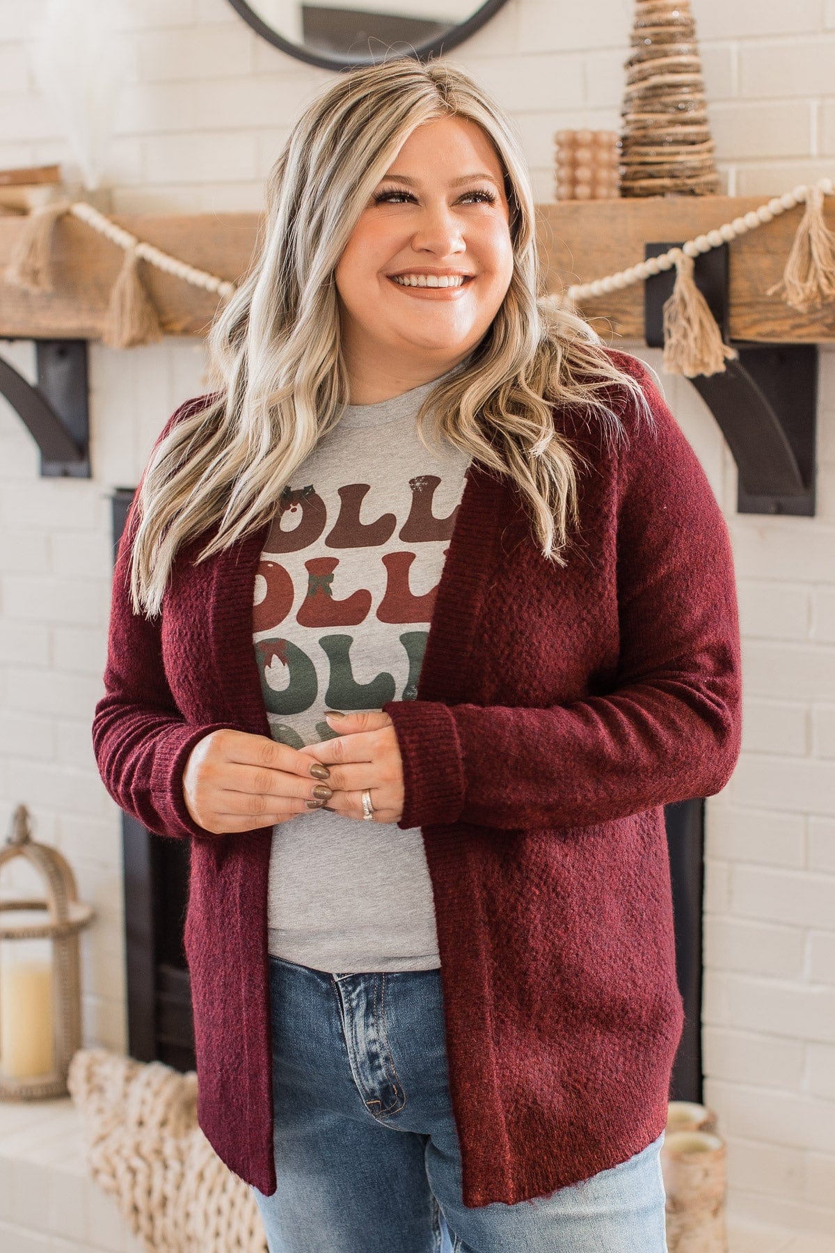 Enchanting Smiles Knit Cardigan- Deep Brick - Image 2