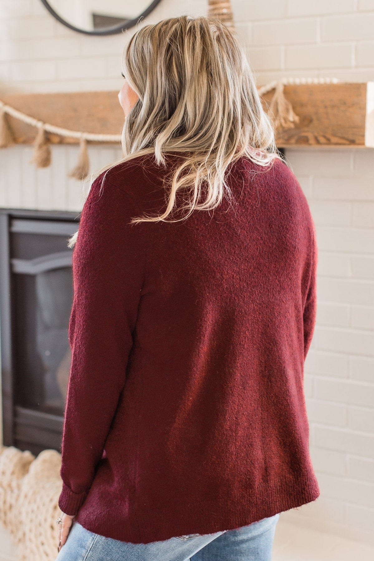 Enchanting Smiles Knit Cardigan- Deep Brick - Image 6