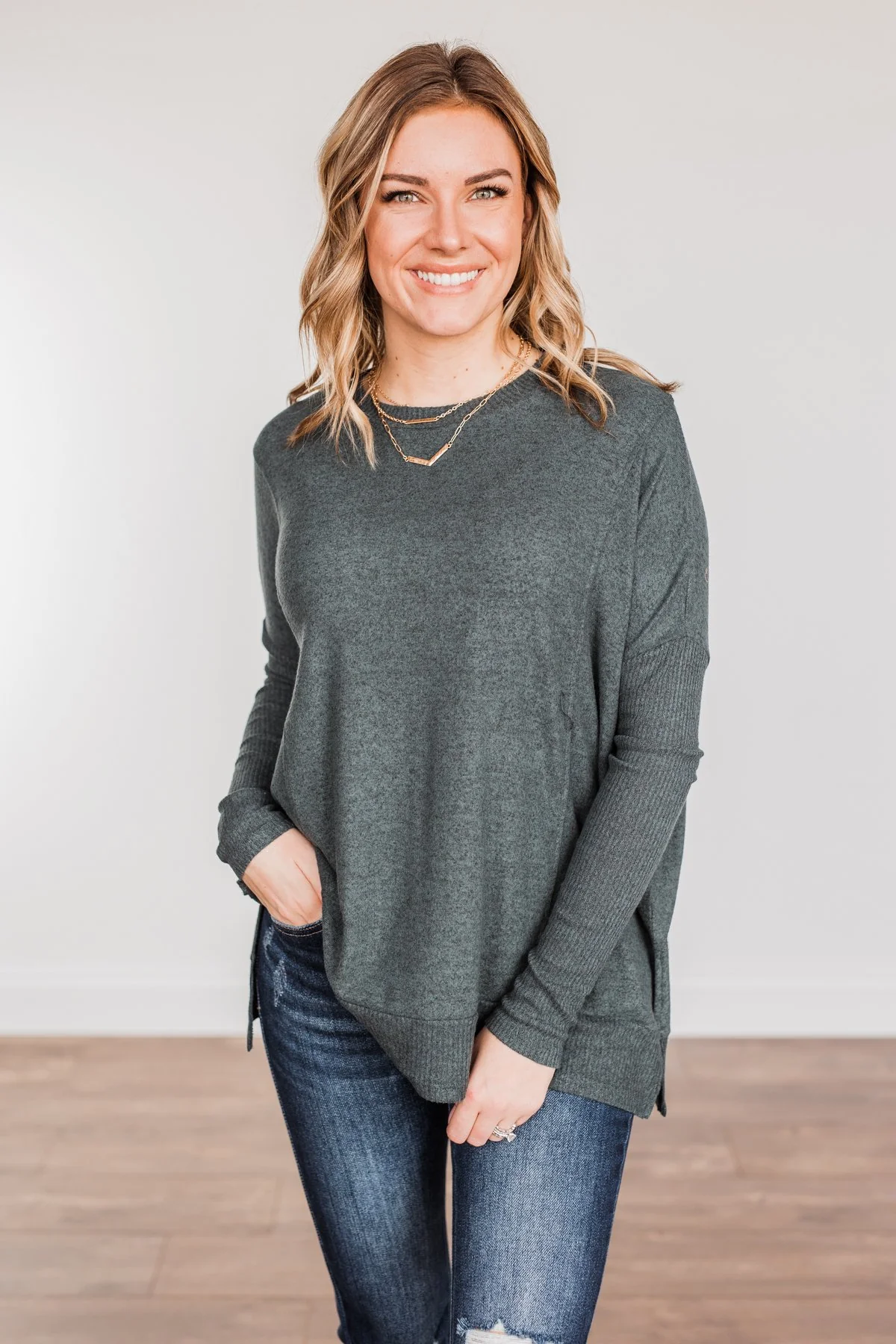 Enchanting Wink Dolman Top- Hunter Green - Image 3