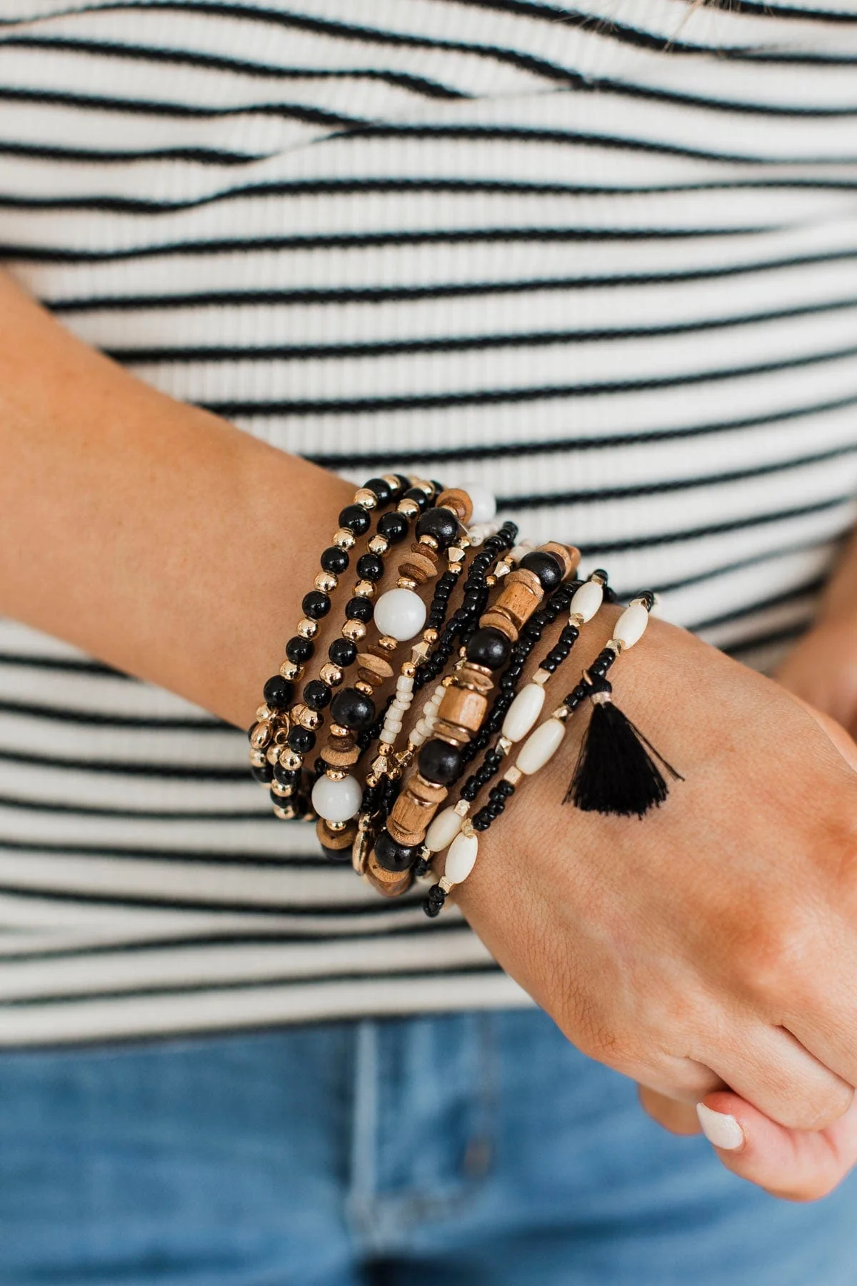 End The Night Beaded Bracelet Set- Black