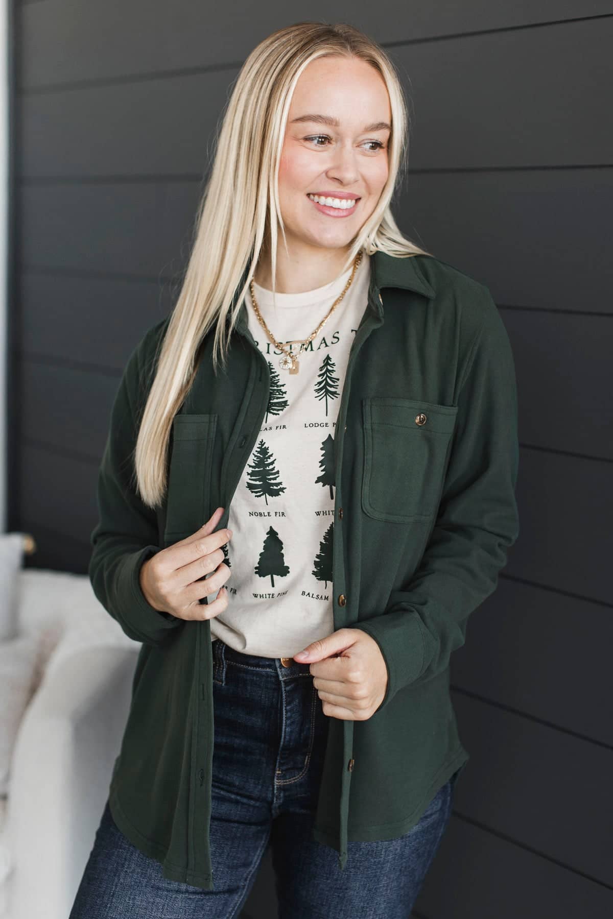 Endless Adventures Lightweight Shirt Jacket- Hunter Green - Image 2