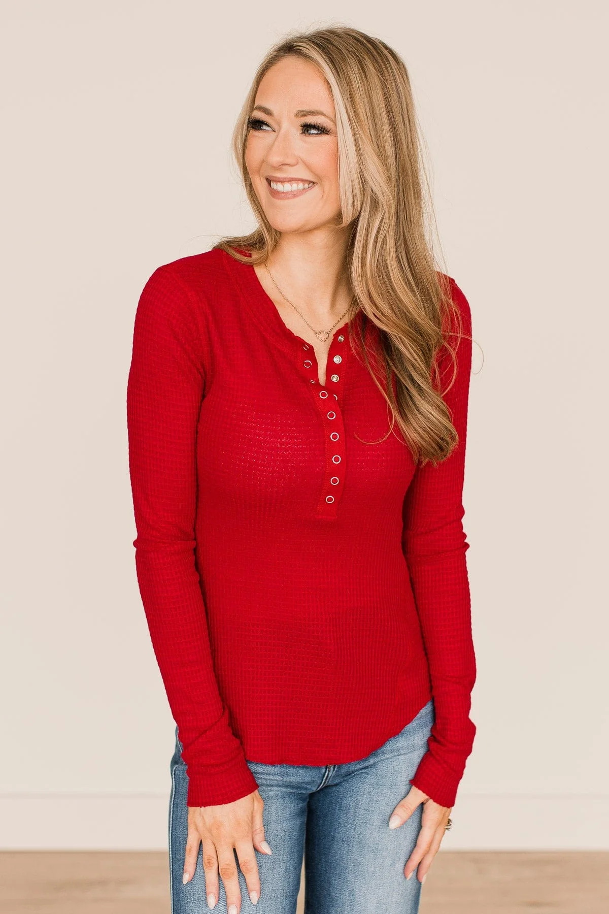 Endless Compliments Waffle Knit Top- Ruby Red - Image 3