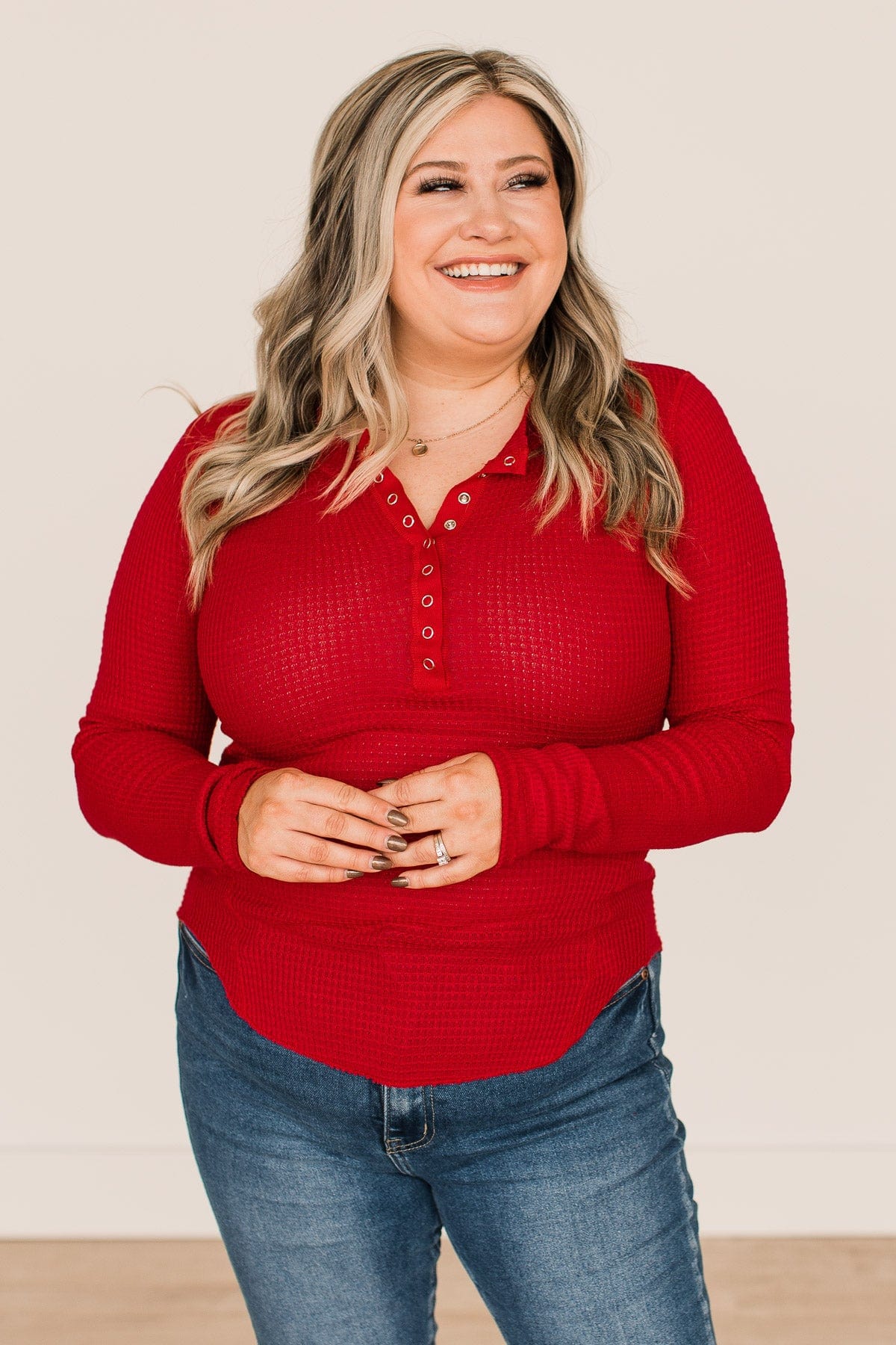 Endless Compliments Waffle Knit Top- Ruby Red - Image 4