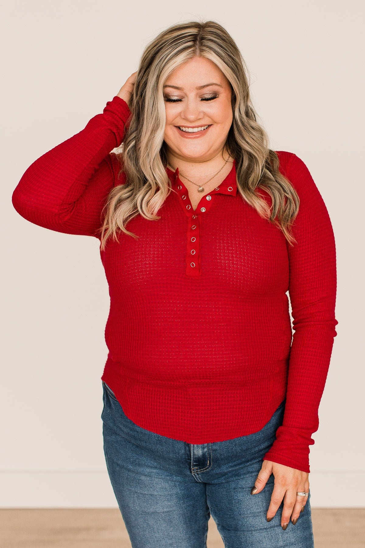 Endless Compliments Waffle Knit Top- Ruby Red - Image 5