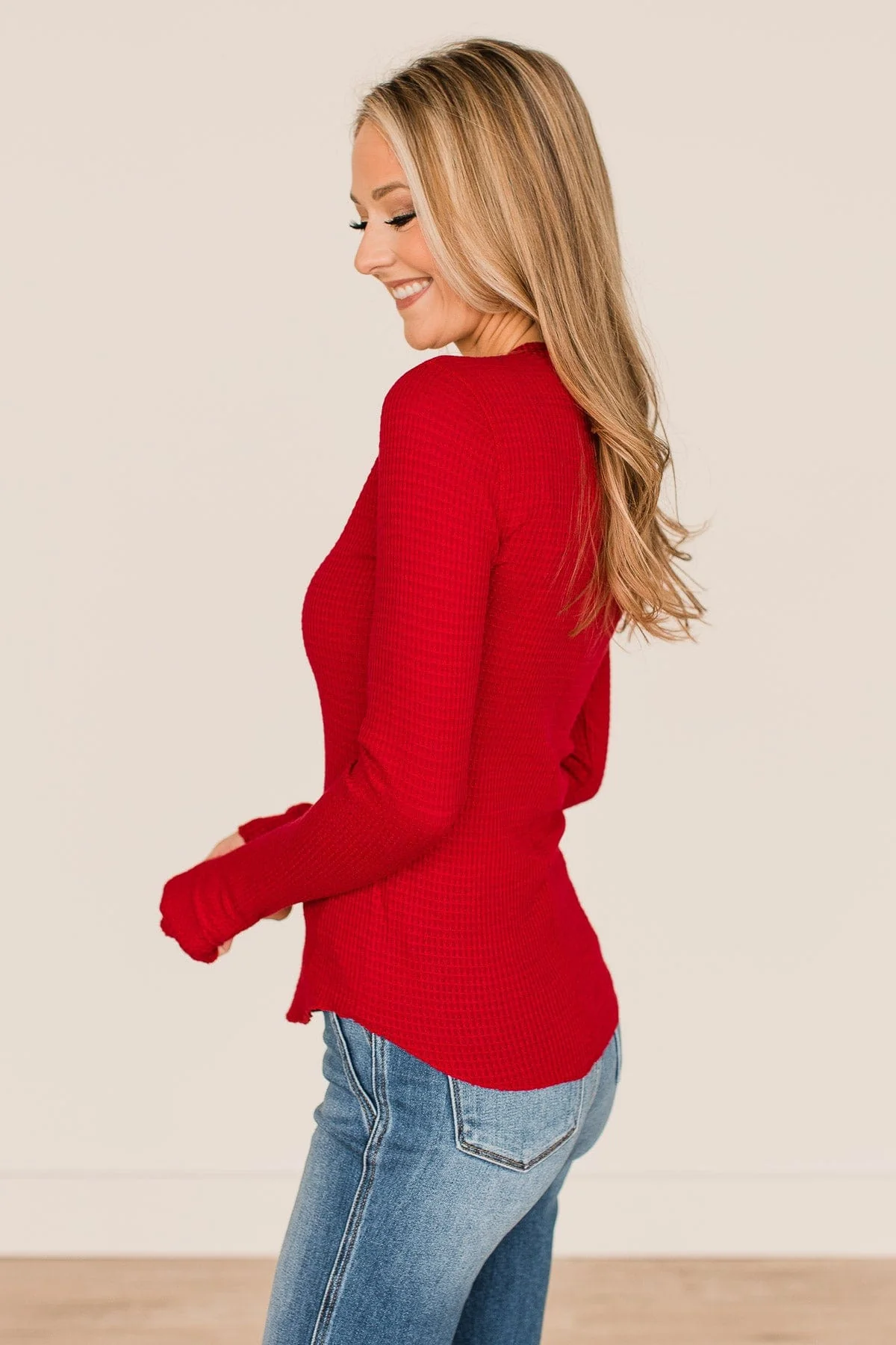 Endless Compliments Waffle Knit Top- Ruby Red - Image 6