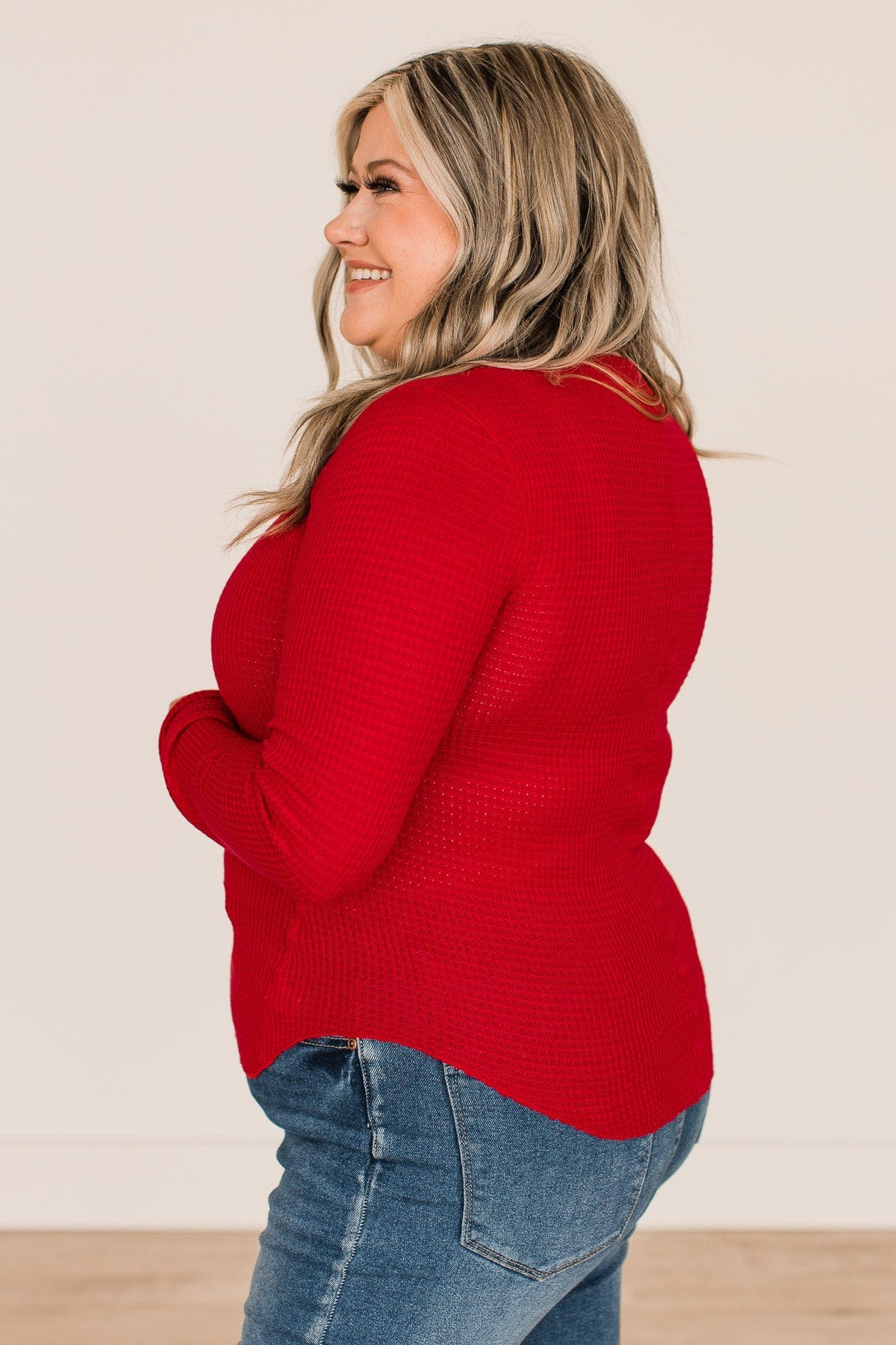 Endless Compliments Waffle Knit Top- Ruby Red - Image 7