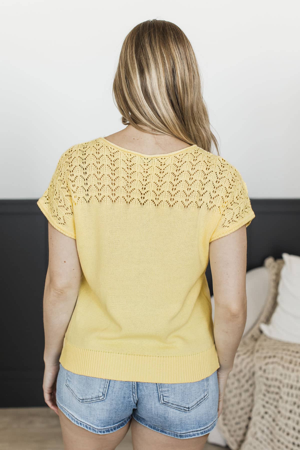 Endless Crush Short Sleeve Knit Top- Light Yellow - Image 6