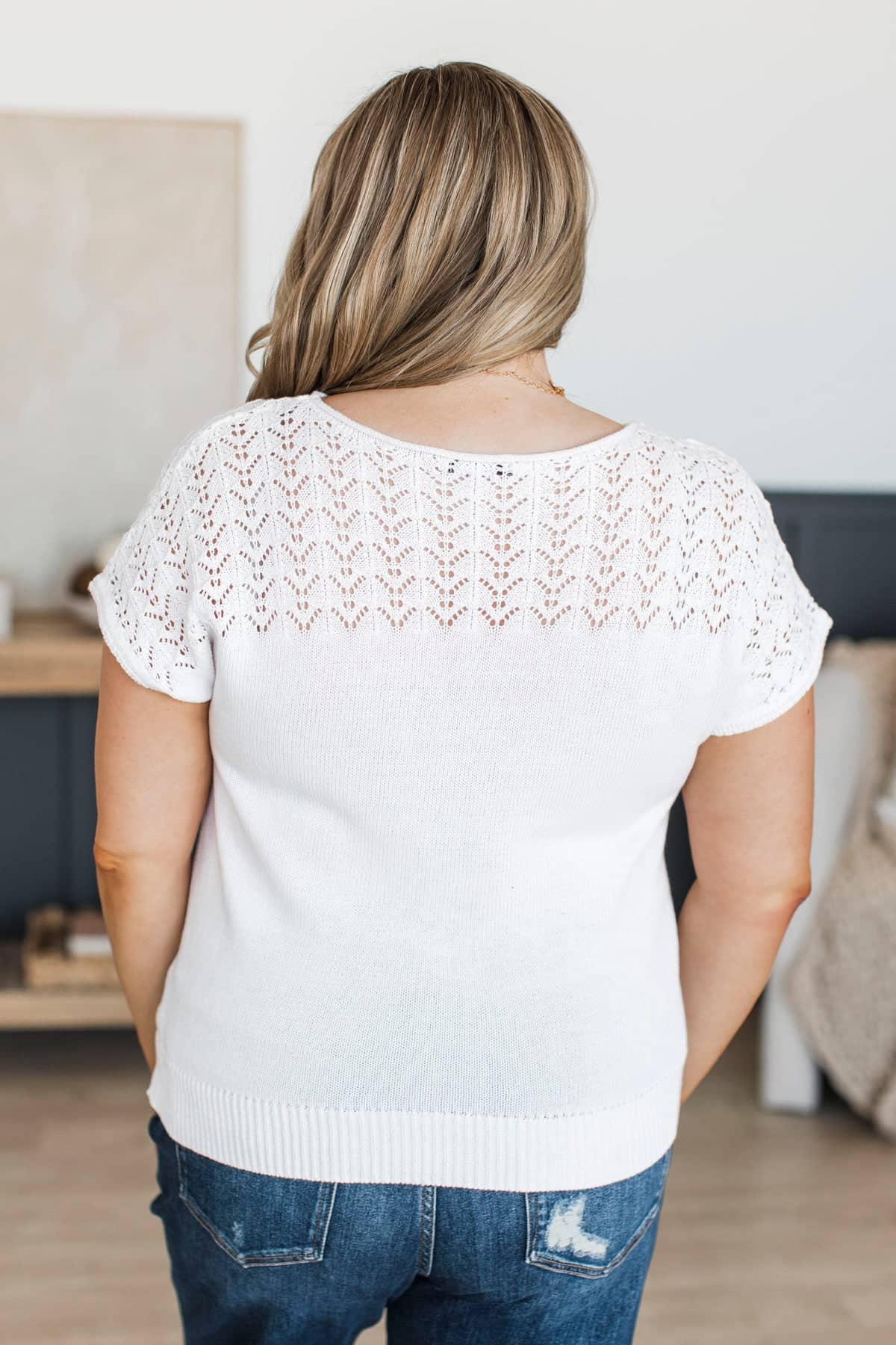 Endless Crush Short Sleeve Knit Top- Off-White - Image 8