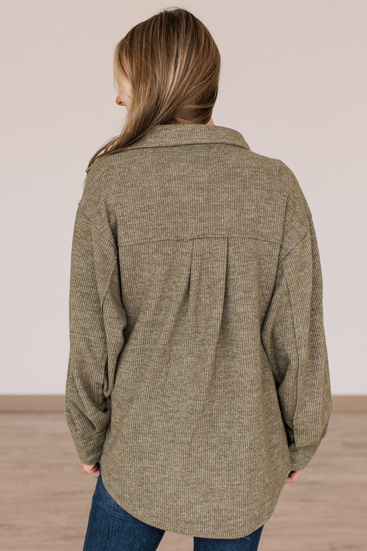 Endless Devotion Knit Shirt Jacket- Olive - Image 10