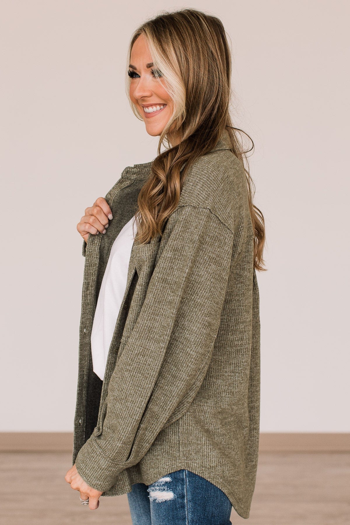 Endless Devotion Knit Shirt Jacket- Olive - Image 8