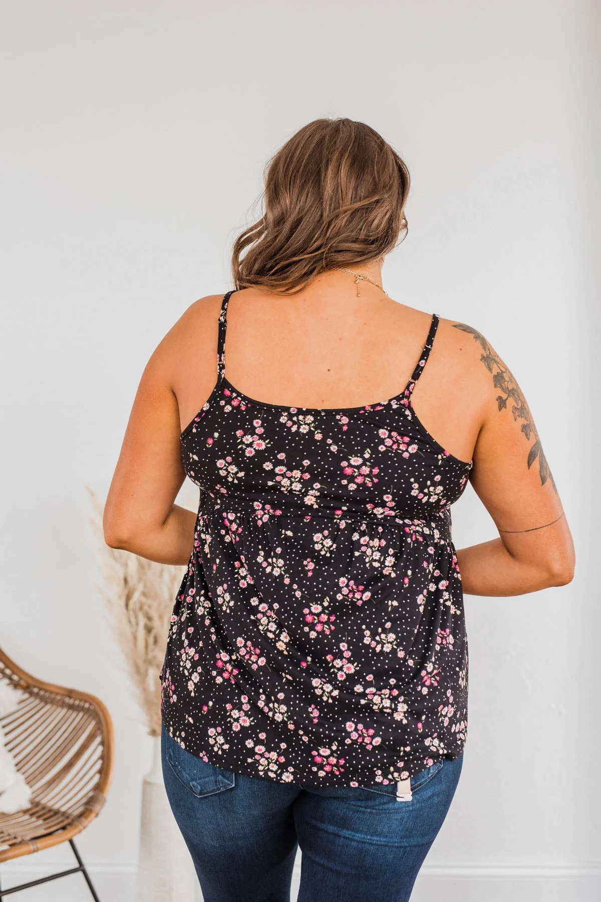 Endless Fields Button Tank Top- Black & Pink - Image 9