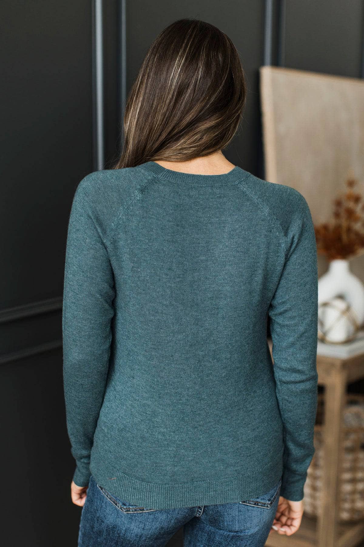 Endless Laughter Long Sleeve Knit Top- Teal - Image 7