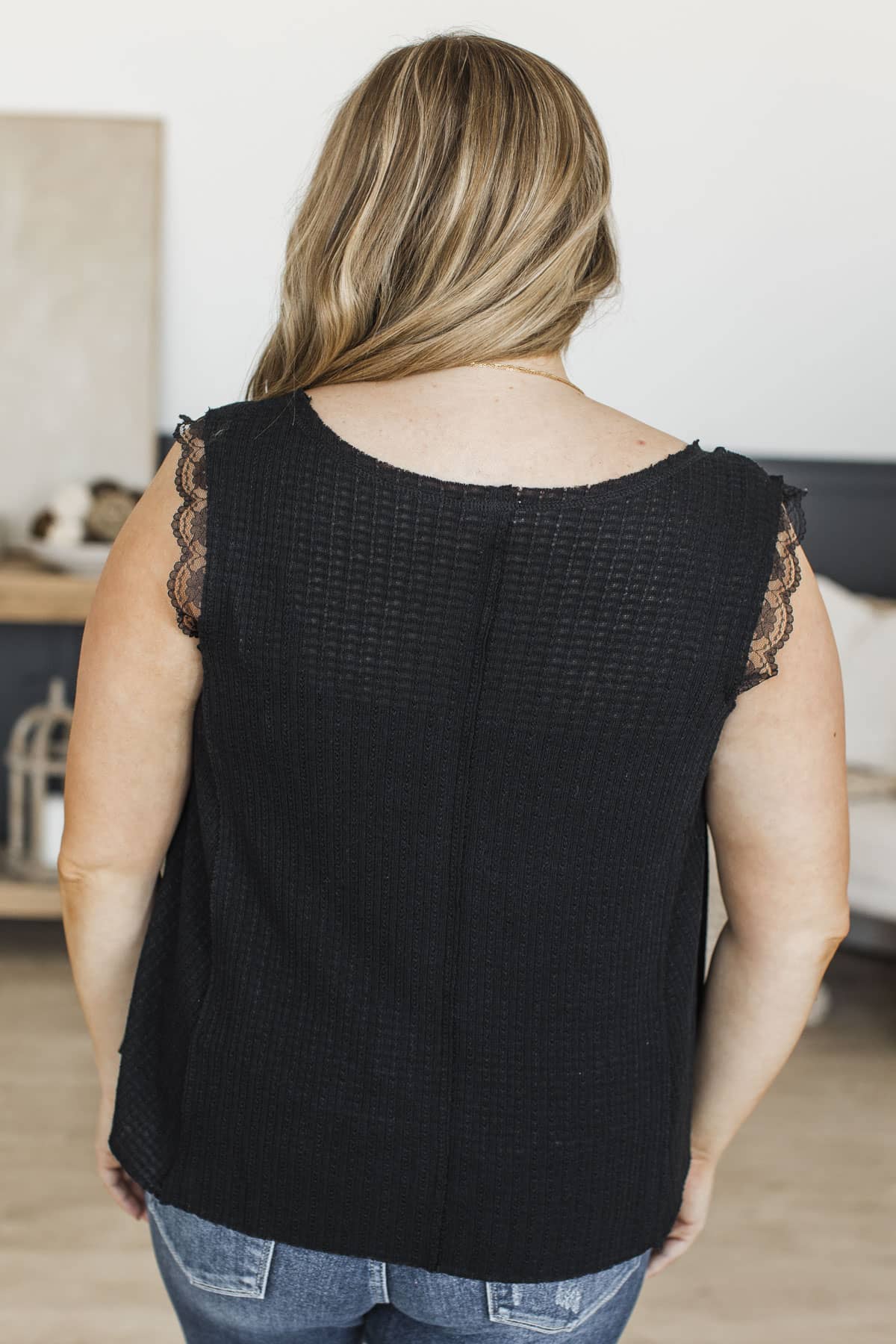 Endless Longing Knit Henley Tank Top- Black - Image 7