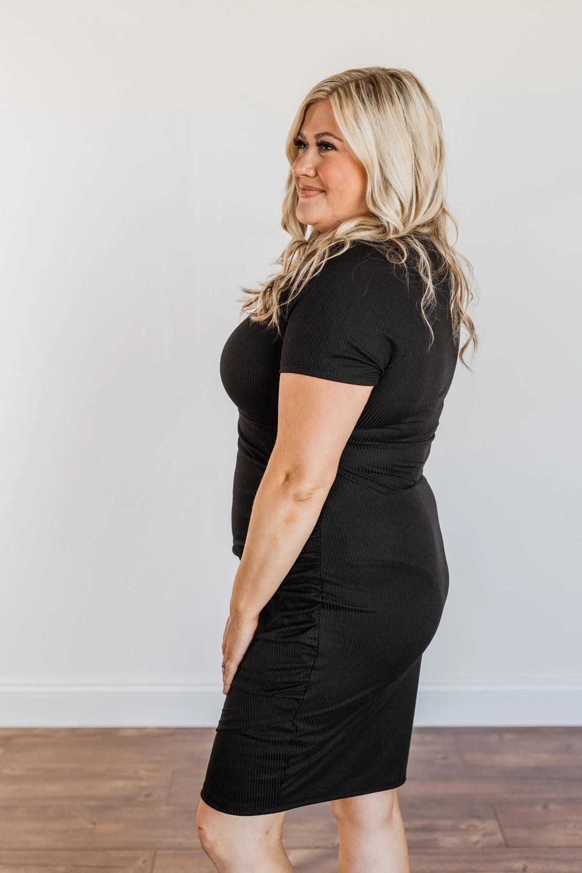 Endless Nights Ribbed Knit Dress- Black - Image 11