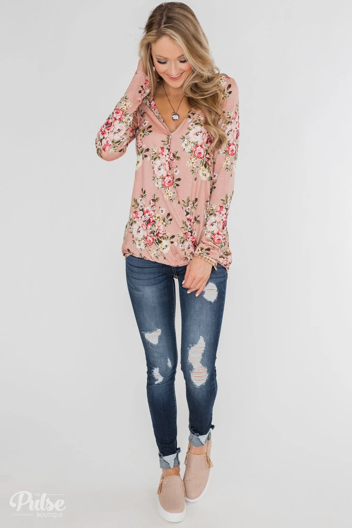 Endless Possibilities Floral Wrap Top- Mauve - Image 23