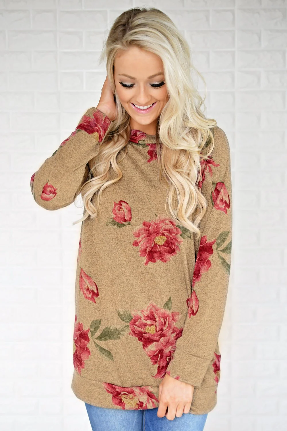 Endless Possibilities Long Sleeve Floral Top ~ Brown - Image 3