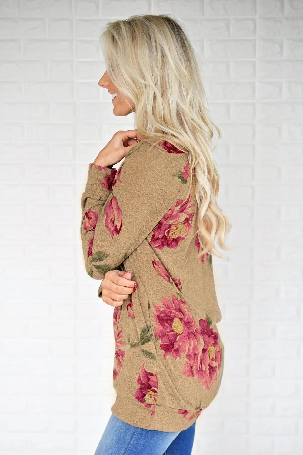 Endless Possibilities Long Sleeve Floral Top ~ Brown - Image 5