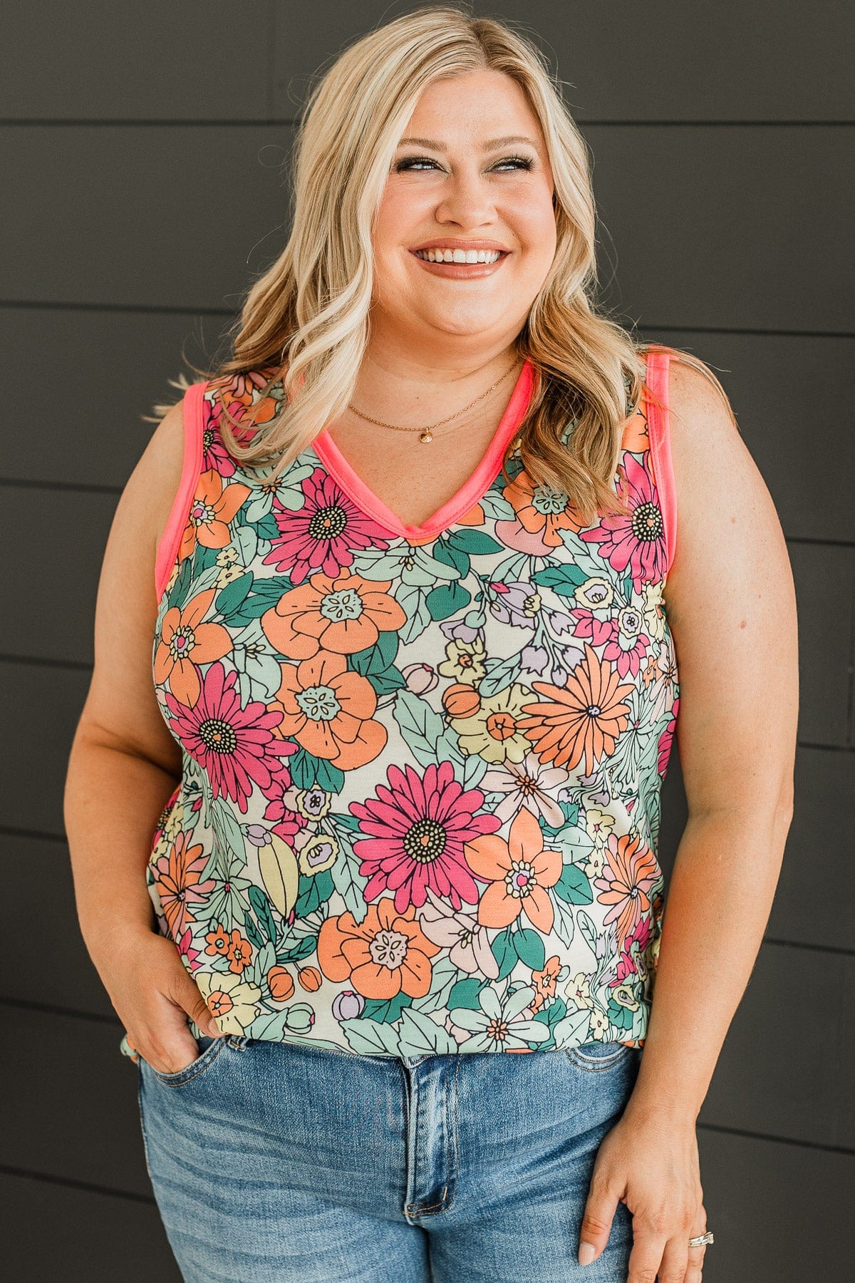 Endless Sunshine Floral Tank Top- Multi-Color
