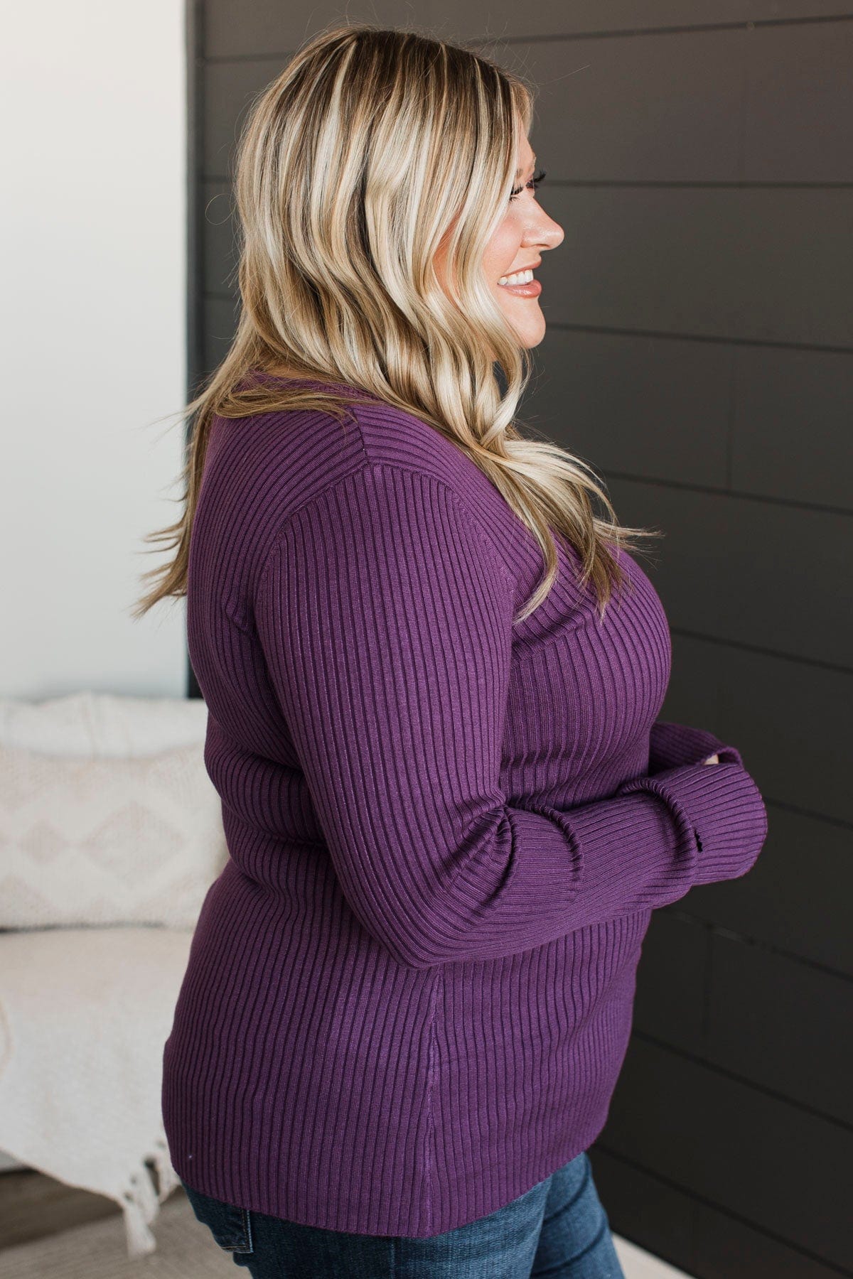 Endlessly Impressive Ribbed Knit Top- Plum - Image 6