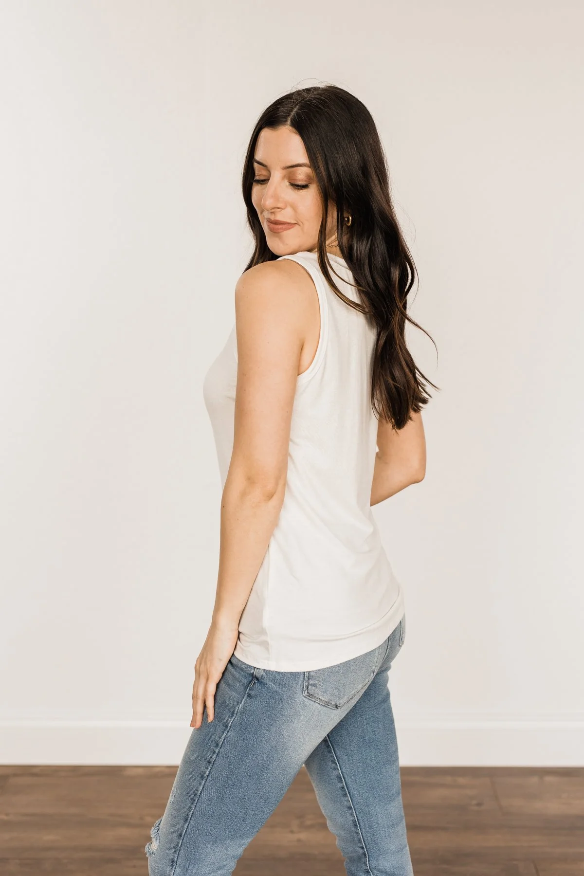 Energize The Day Lace Tank Top- Off-White - Image 6