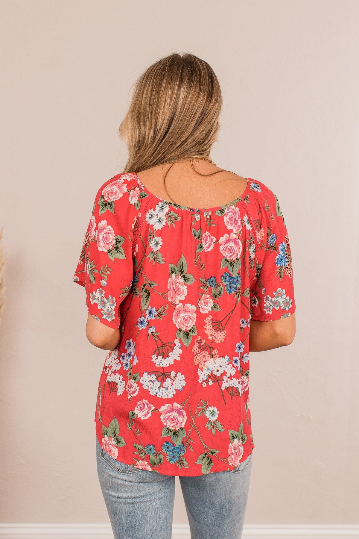 Energy Abounds Flutter Sleeve Top- Hot Coral - Image 7