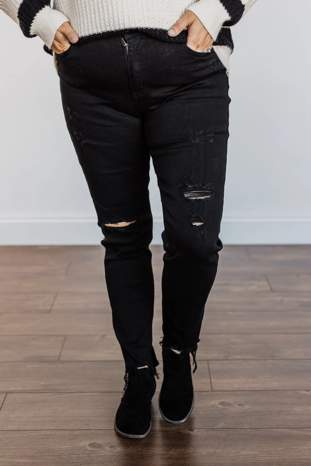 EnJean Ankle Crop Skinny Jeans- Black Giselle Wash - Image 3