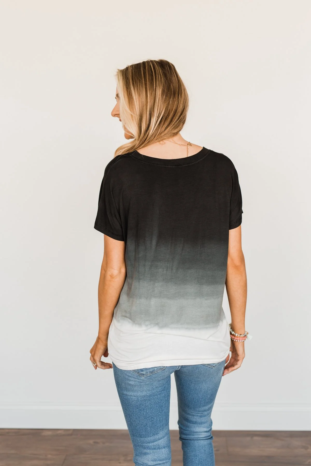 Enjoy Every Moment Ombre Top- Black & Off-White - Image 8