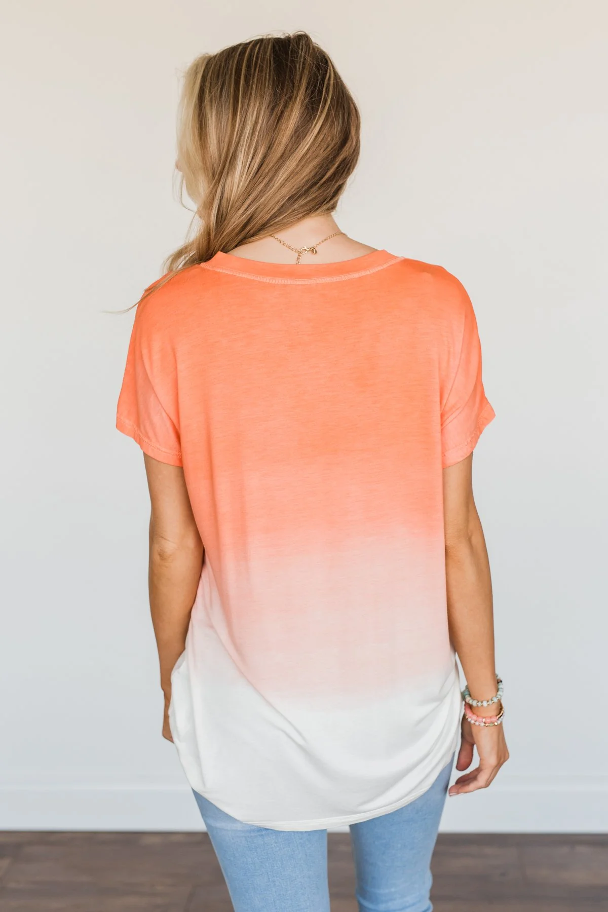 Enjoy Every Moment Ombre Top- Coral & Ivory - Image 9