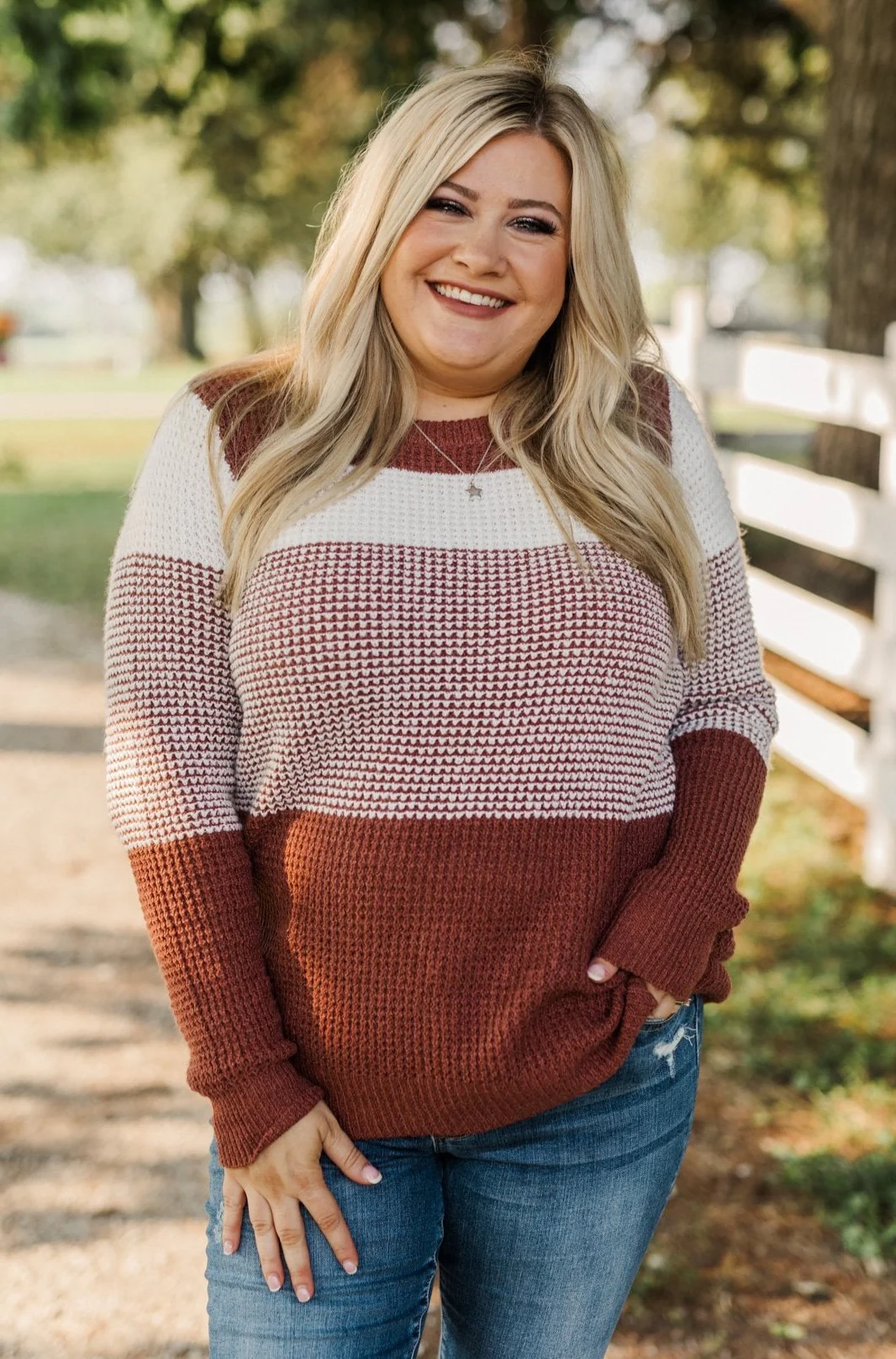 Enjoying Life Knit Sweater- Ivory & Rust - Image 10