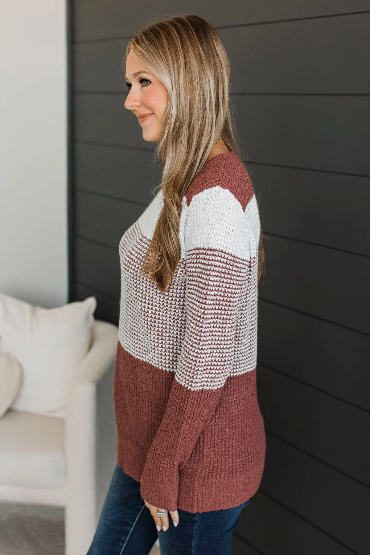 Enjoying Life Knit Sweater- Ivory & Rust - Image 6