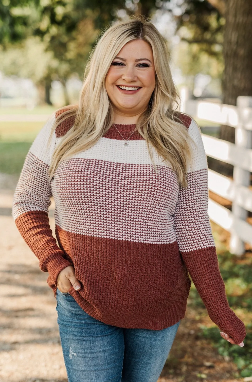 Enjoying Life Knit Sweater- Ivory & Rust - Image 9