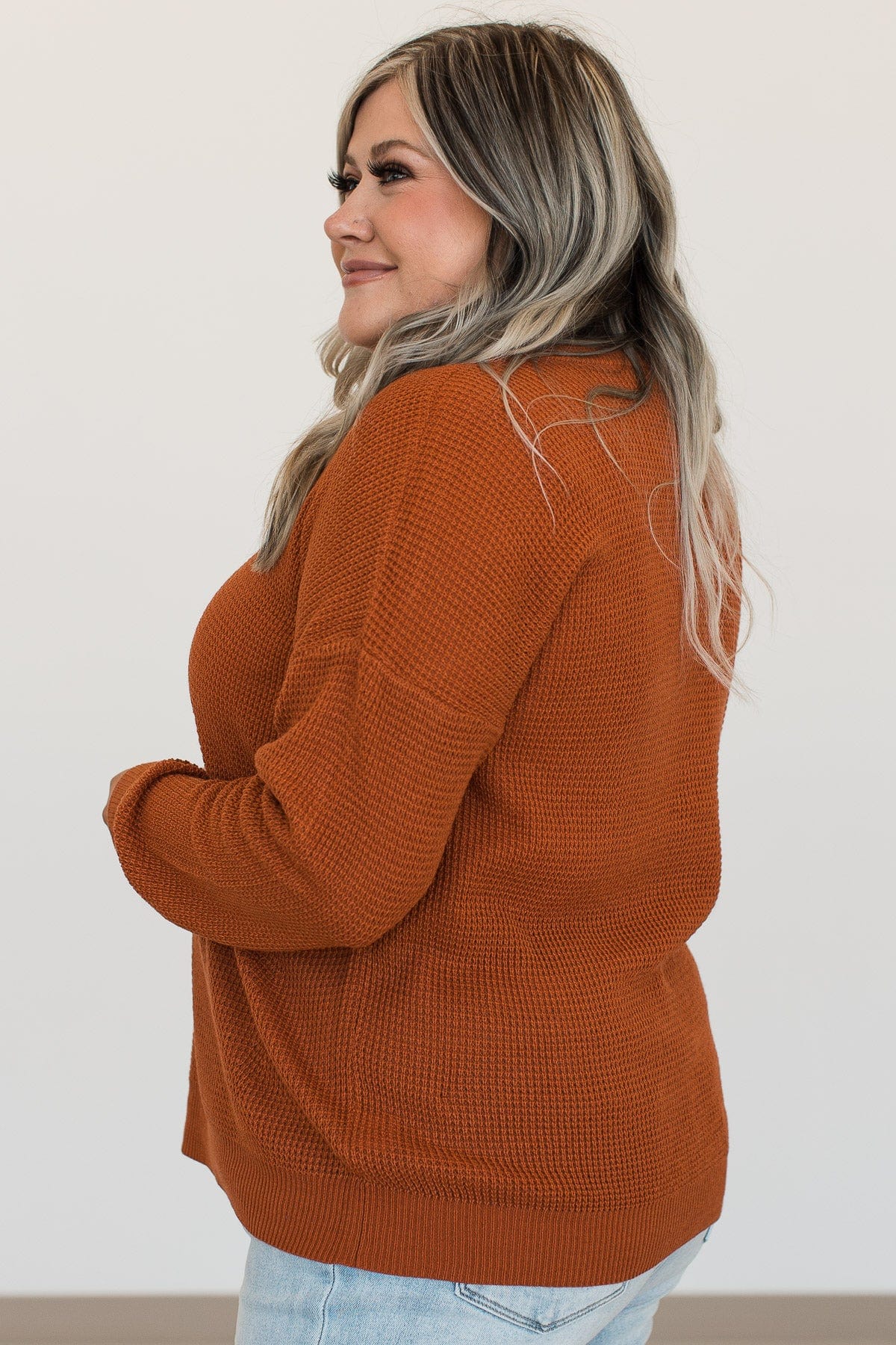 Enticing Looks Button Sweater- Rust - Image 7