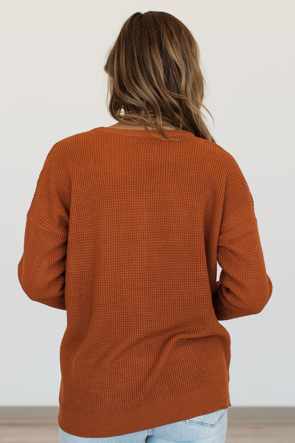 Enticing Looks Button Sweater- Rust - Image 8