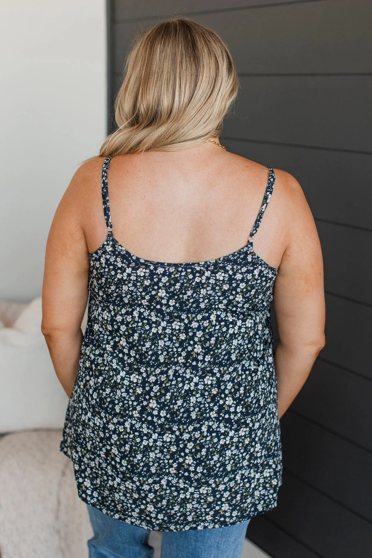Entrancing Smiles Floral Tank Top- Navy - Image 7