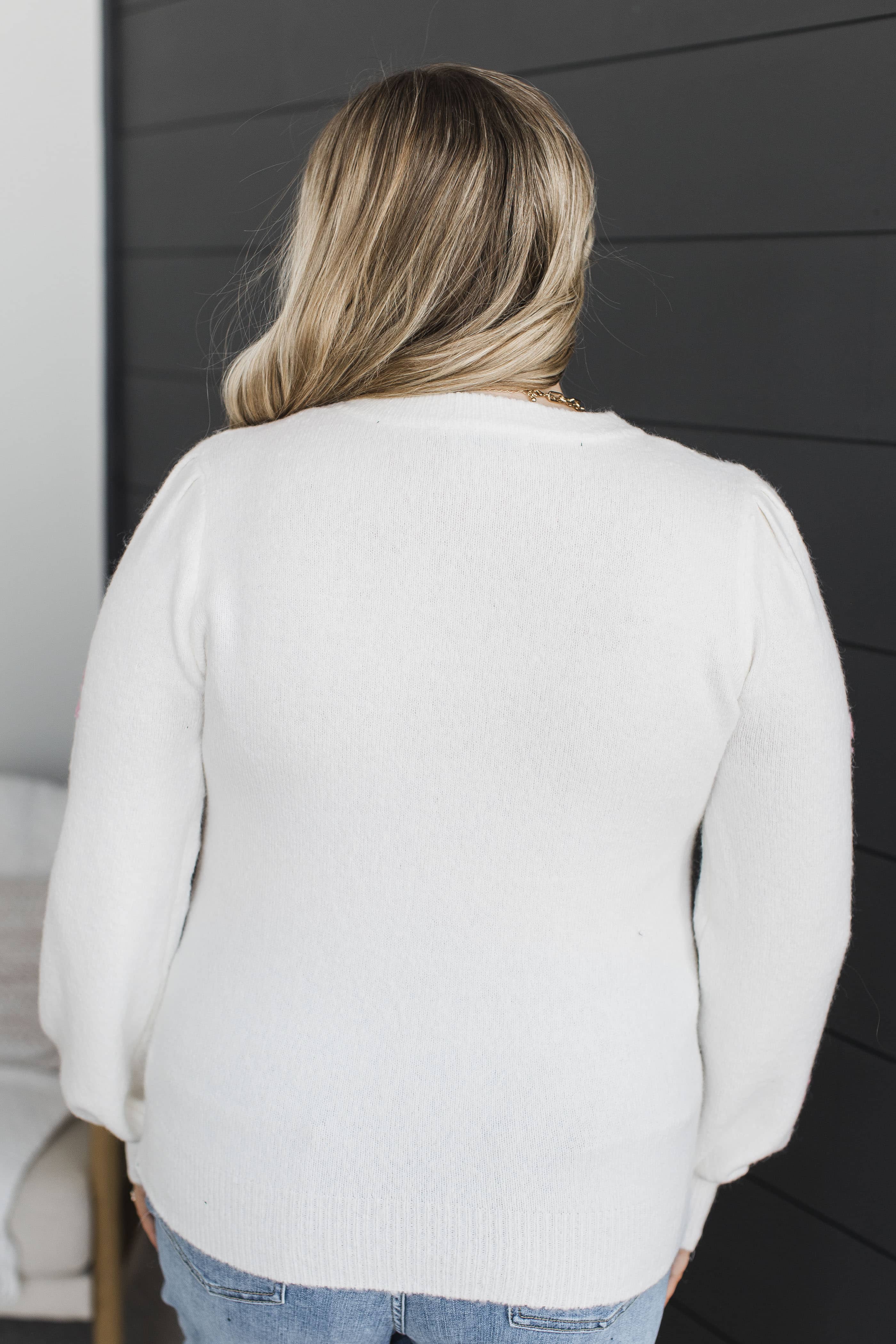 Envied By All Knit Bow Sweater- Ivory & Pink - Image 8