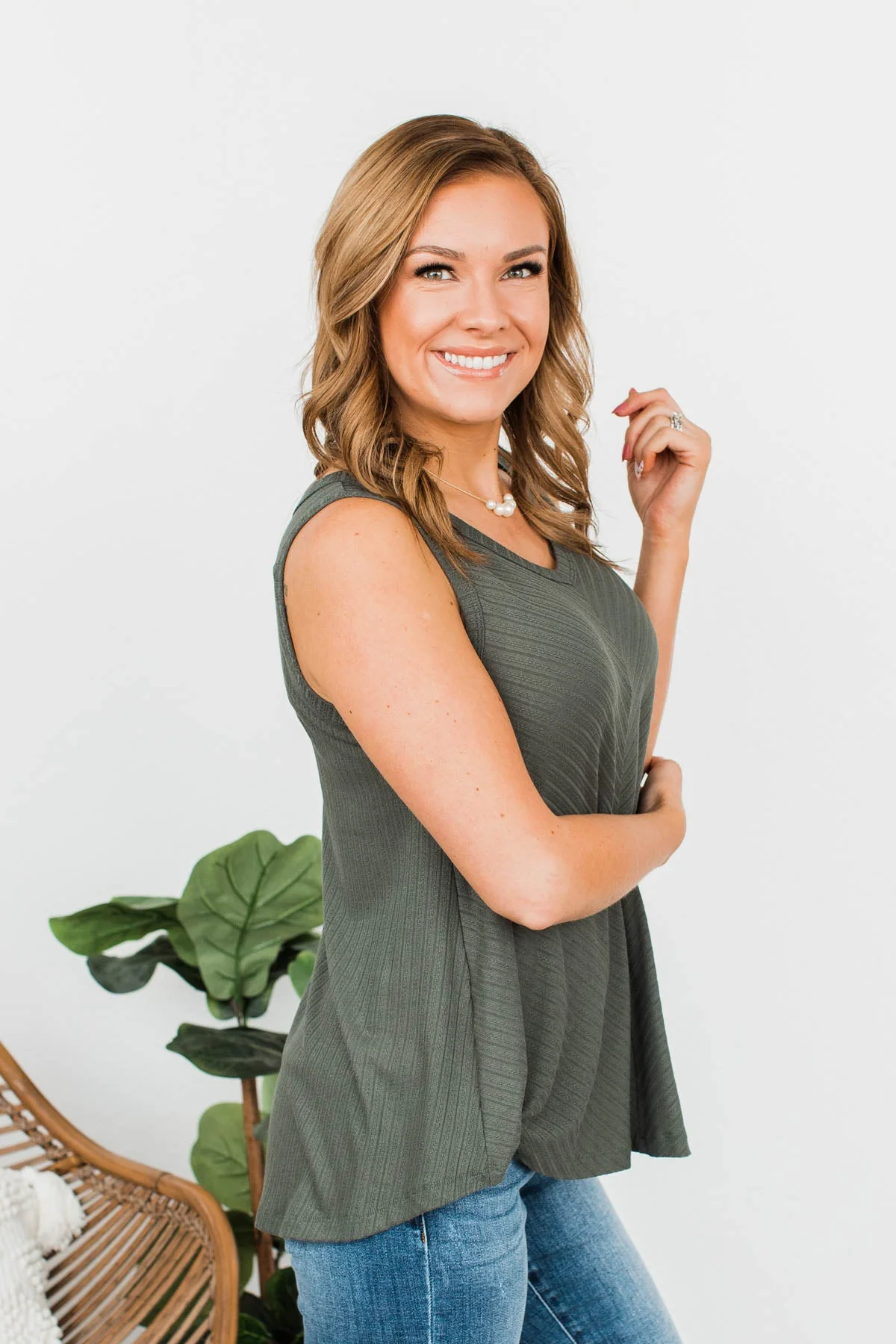 Envy Me Knit Tank Top- Dark Sage - Image 5