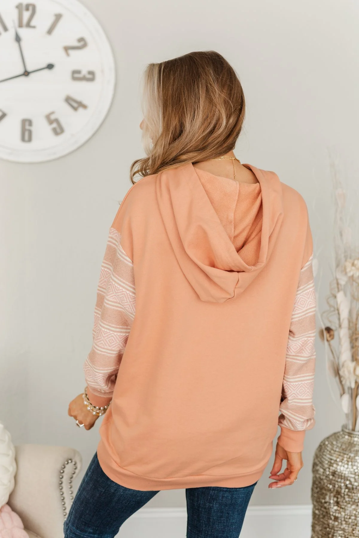 Escape To The Unknown Drawstring Hoodie- Light Terracotta - Image 10
