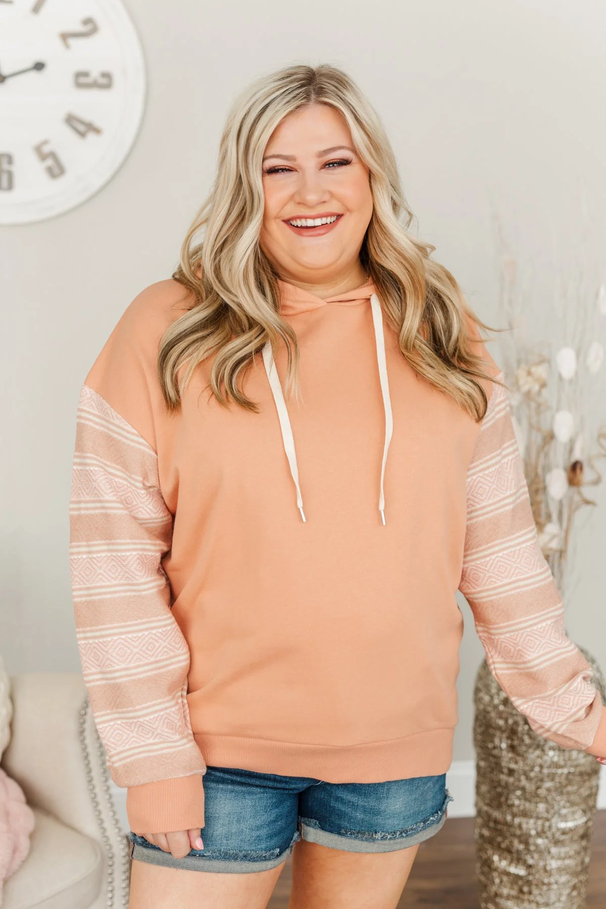 Escape To The Unknown Drawstring Hoodie- Light Terracotta - Image 2