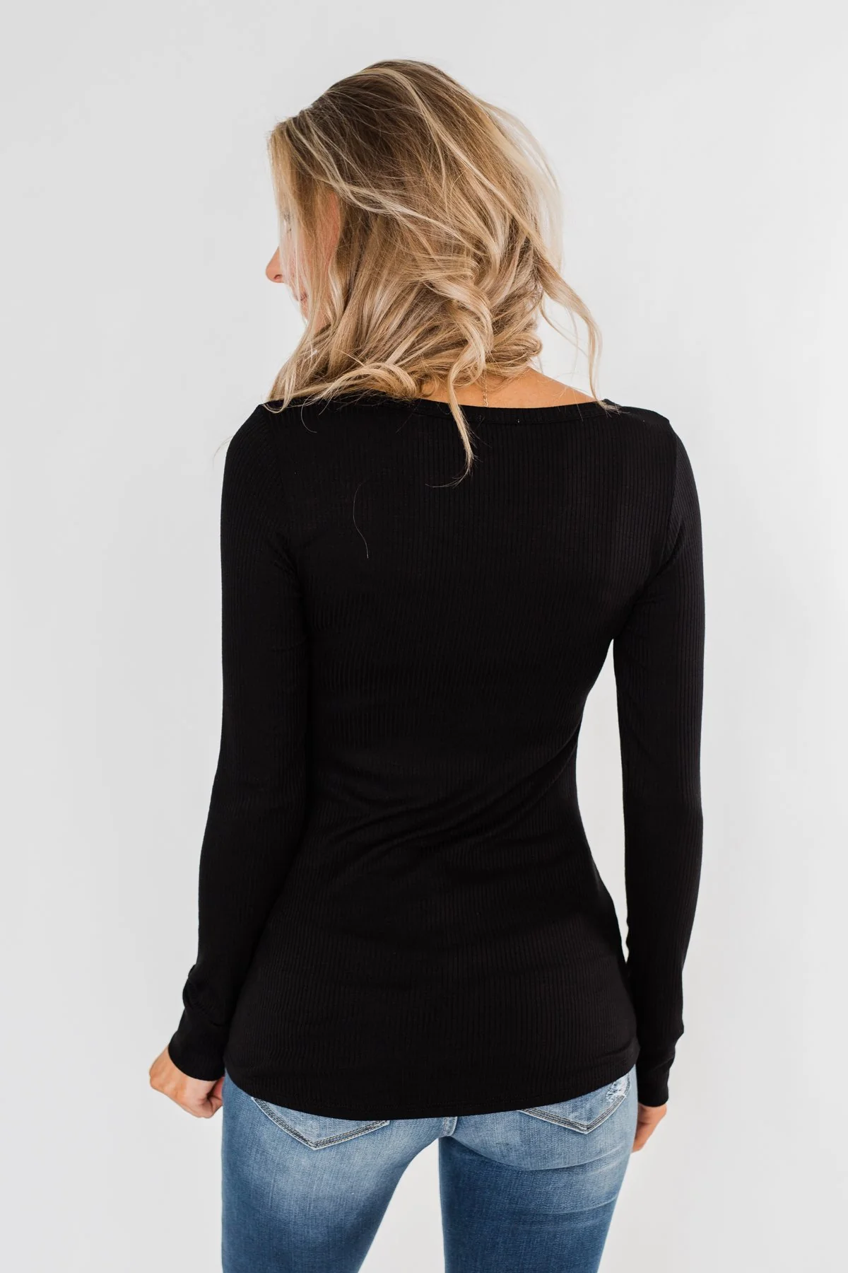 Essential 5-Button Henley Top- Black - Image 11
