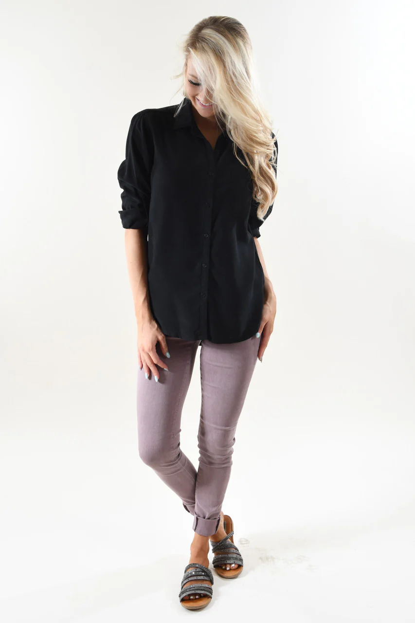 Essential Button Up Top ~ Black - Image 4
