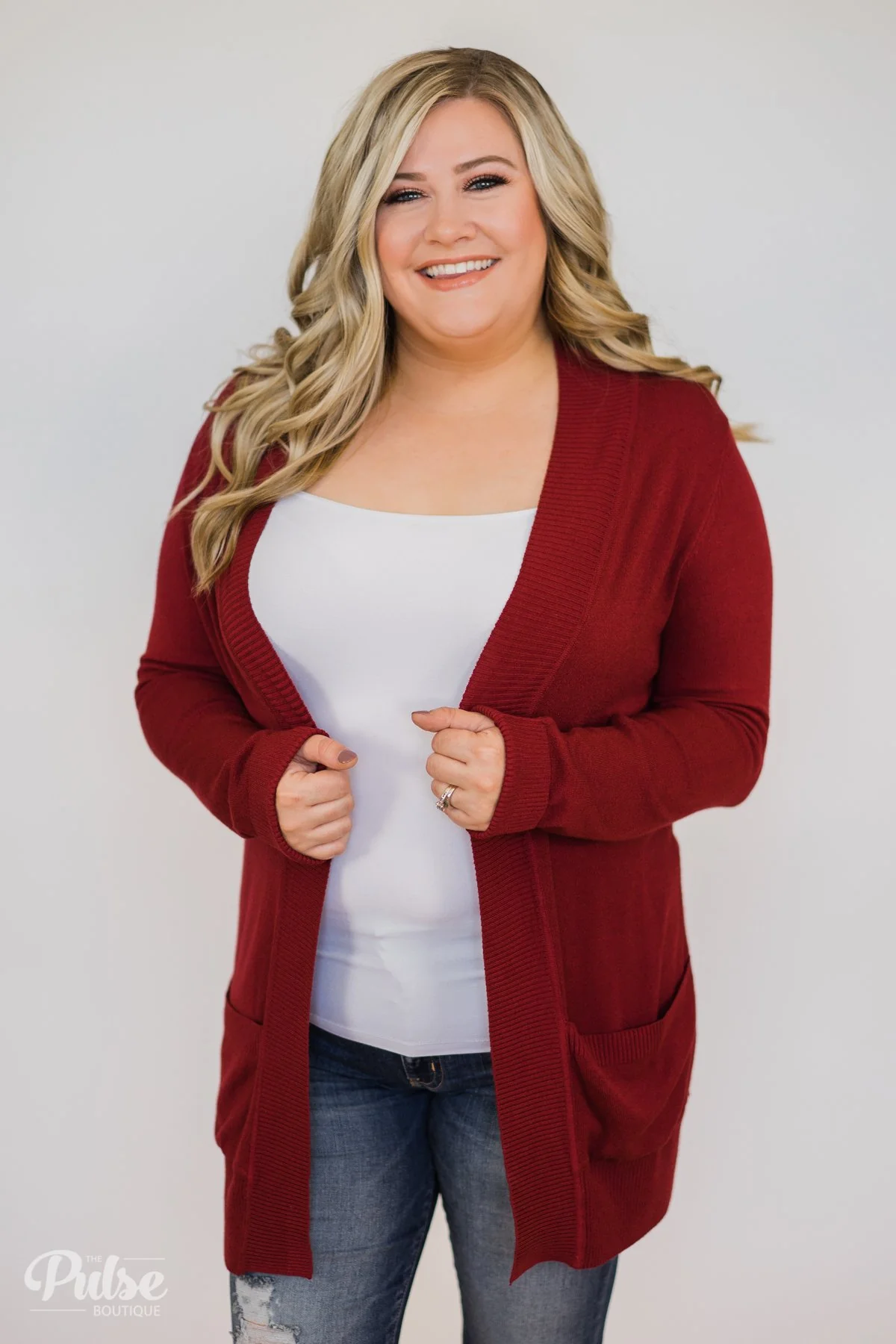 Essential Cardigan- Burgundy - Image 2