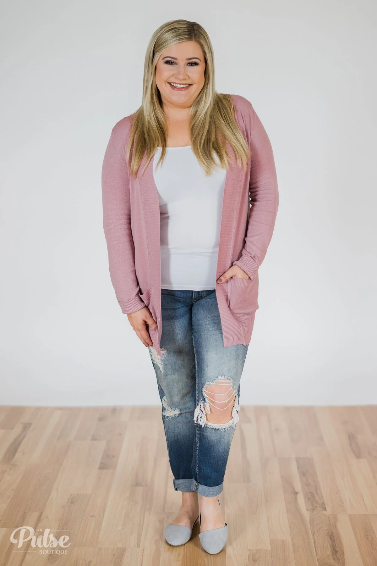 Essential Cardigan- Light Mauve - Image 4
