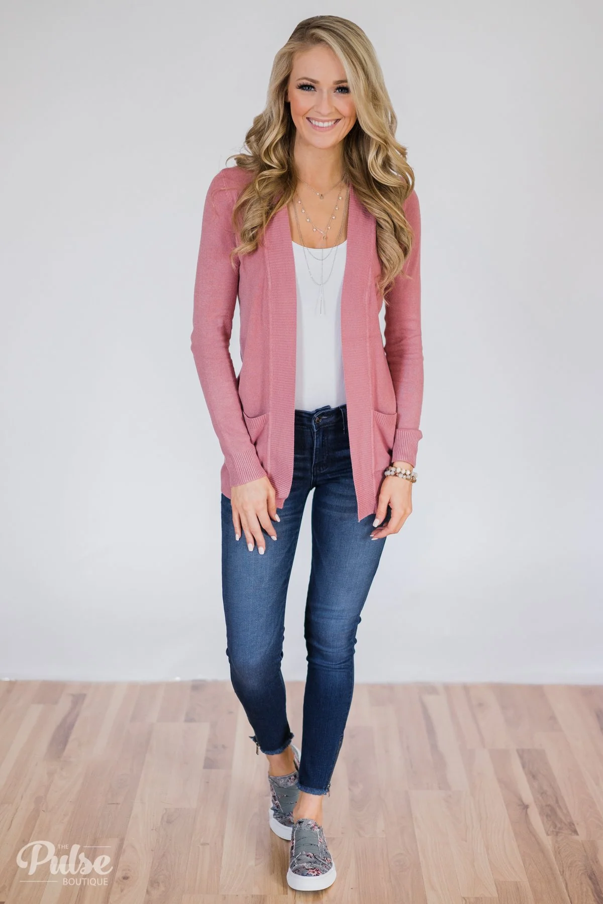 Essential Cardigan- Dusty Rose - Image 3